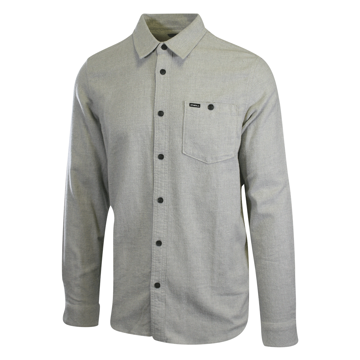 O'Neill Men's Light Grey Shirt Redmond Solid Stretch Flannel Long Sleeve (S22)