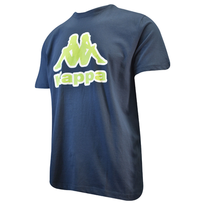 Kappa Men's T-Shirt Navy Blue Abelo Green Chest Logo S/S Tee (S03)