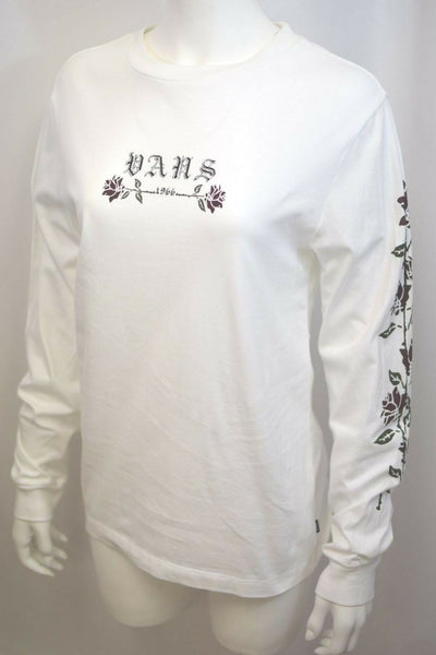 Vans Off The Wall Women's White Rose L/S Tee (Small)