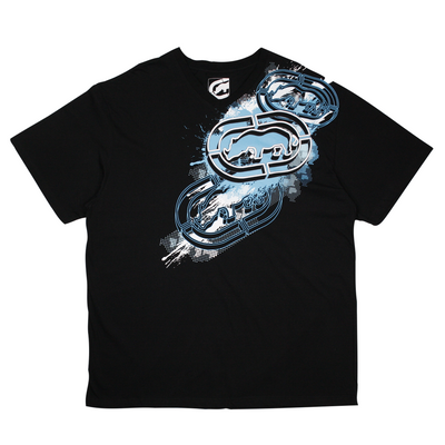 Ecko Unltd. Men's Black w/ Blue Logo V-Neck S/S T-Shirt (Size 3X)