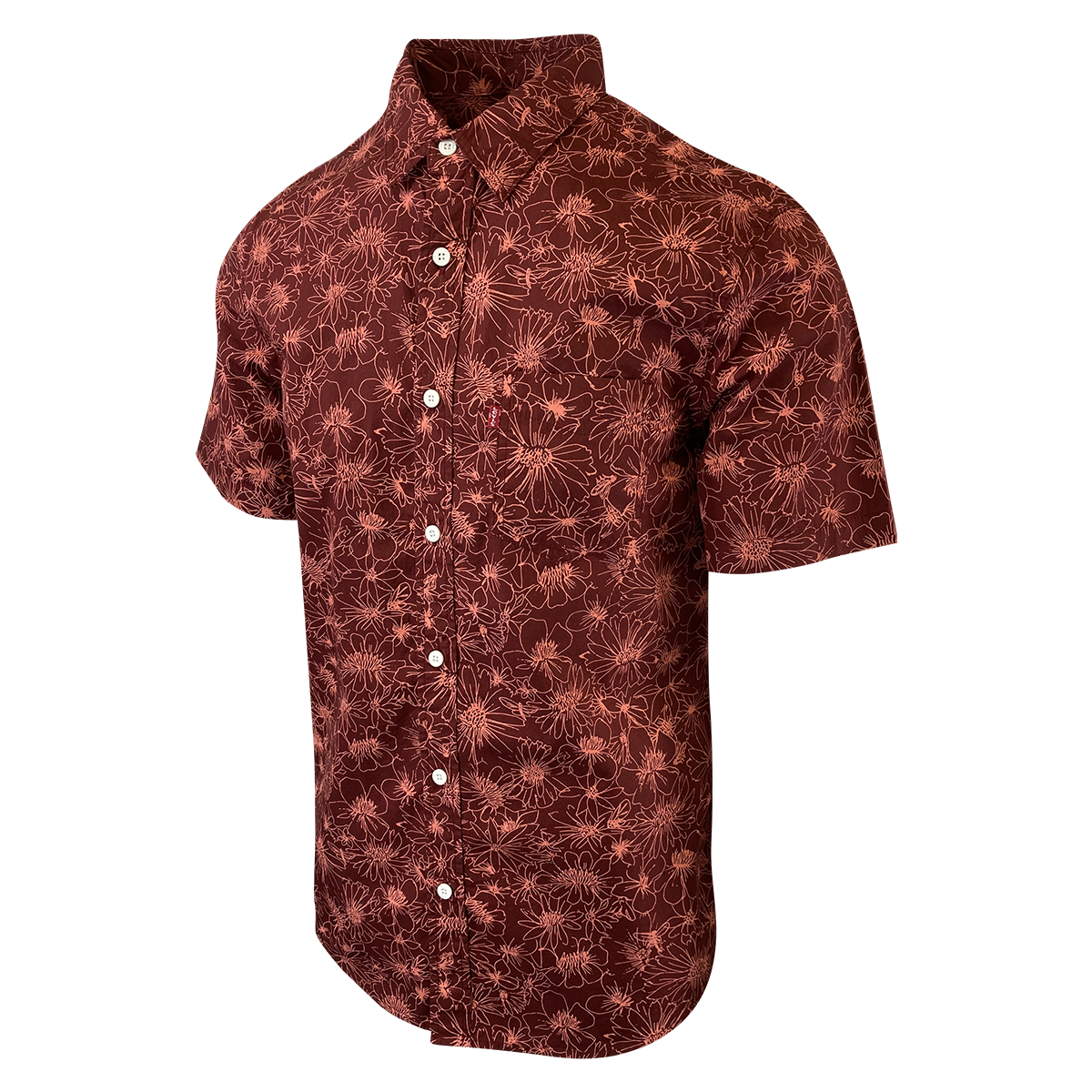 Levi's Men's Maroon Red Flowers S/S Woven Shirt