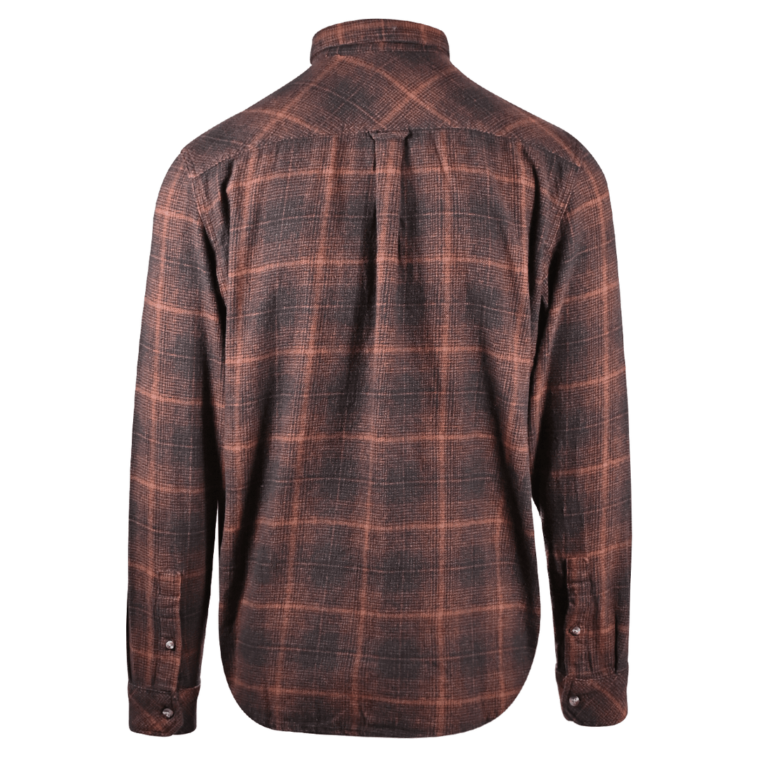 Rip Curl Men's Shirt Burnt Orange Black Plaid Long Sleeve Woven (S10)