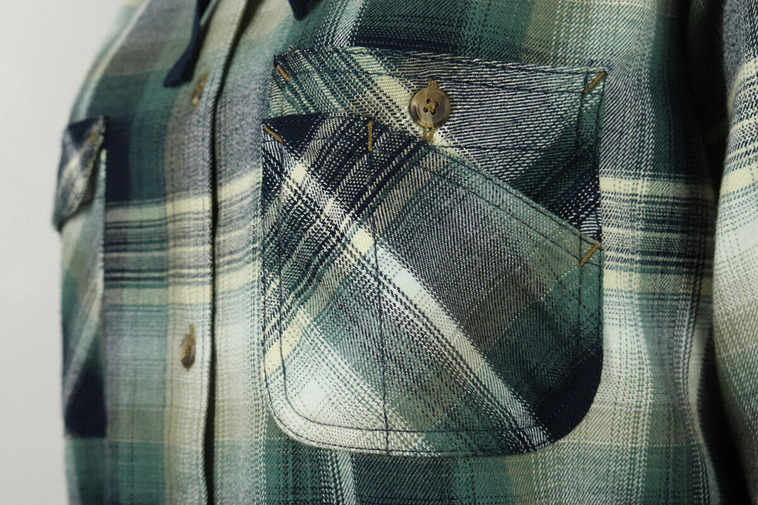 Carhartt Women's Forrest Green Navy Cream Plaid Hooded L/S Woven Shirt