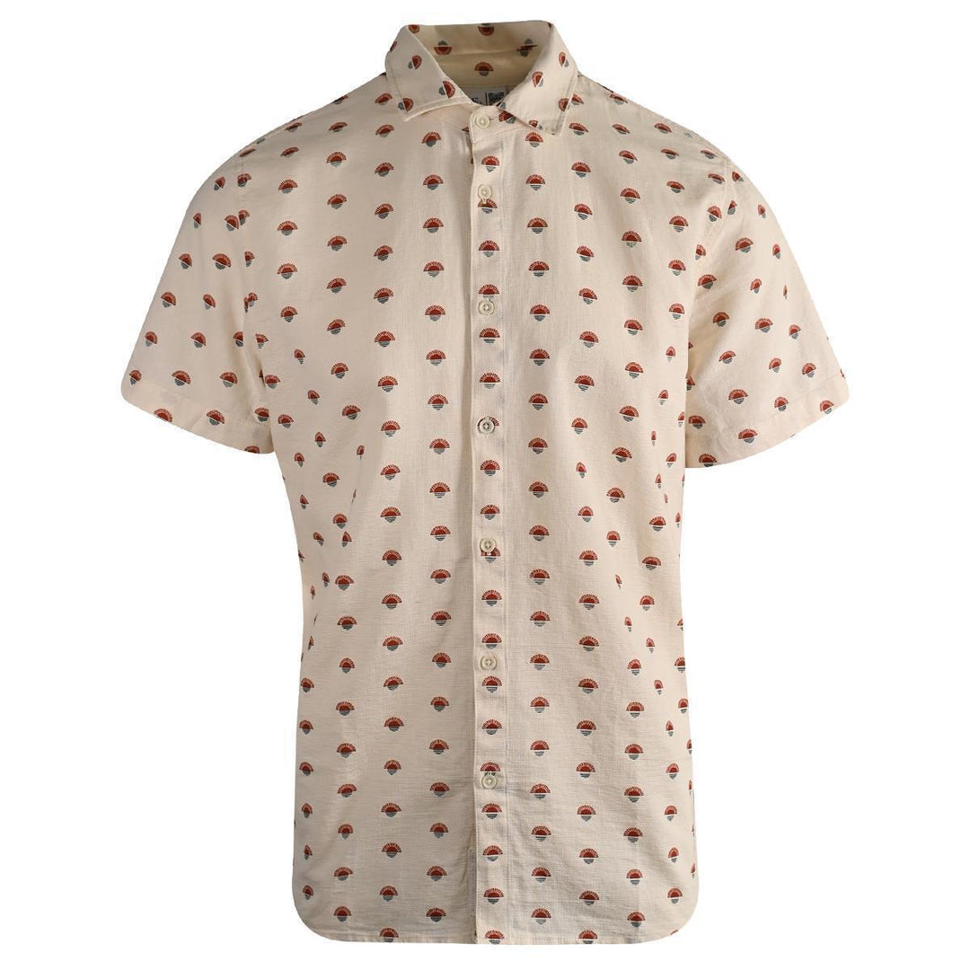O'Neill Men's Shirt White Sunset Print Chambray Short Sleeve Woven (310)