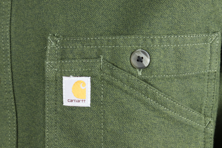 Carhartt Men's Olive Green Relaxed Fit L/S Flannel Shirt (S17)