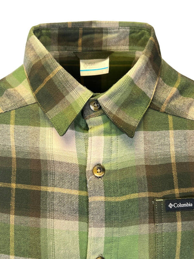 Columbia Men's Stone Green Shirt Multi Tartan Cornell Woods Flannel L/S (398)