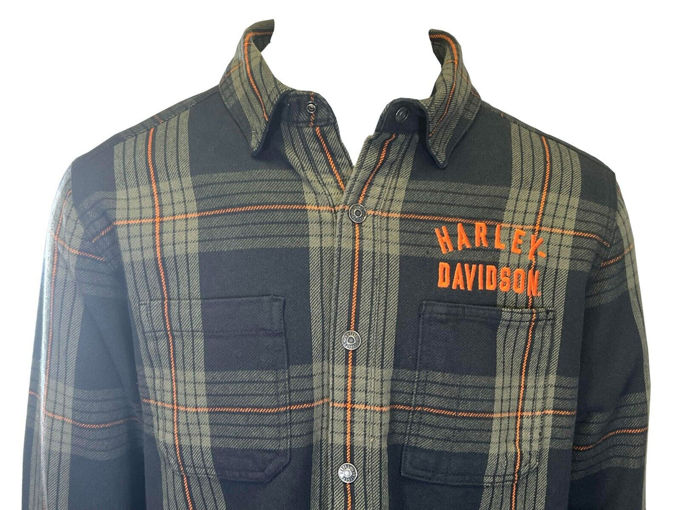 Branded Men's Green Plaid Shirt Jacket Arched Logo Long Sleeve (S71)