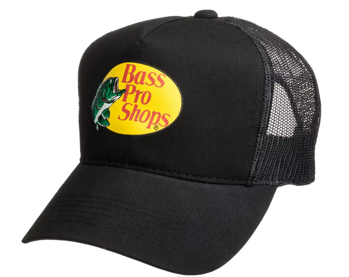 Bass Pro Shops Trucker Cap Black Mesh Snapback Outdoor Hat - 2 Pack (S01)