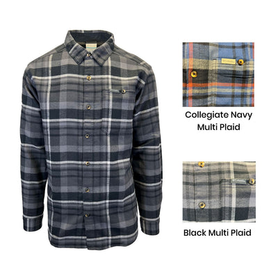 Columbia Men's Multi Plaid Shirt Pitchstone Flannel L/S - (010 & 464)