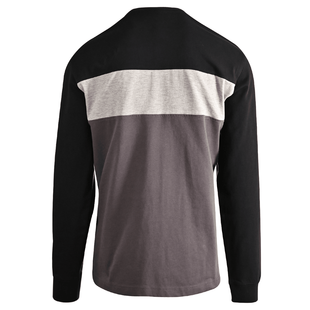 HD Branded Men's Henley T-Shirt Black Beauty Colorblock HD-MC Long Sleeve