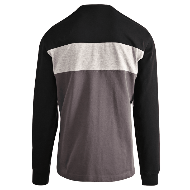 HD Branded Men's Henley T-Shirt Black Beauty Colorblock HD-MC Long Sleeve