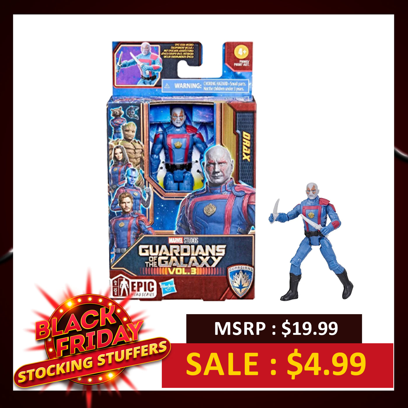 Marvel Studios’ Guardians of the Galaxy Vol. 3 Drax Action Figure, Epic Hero Series (S50)