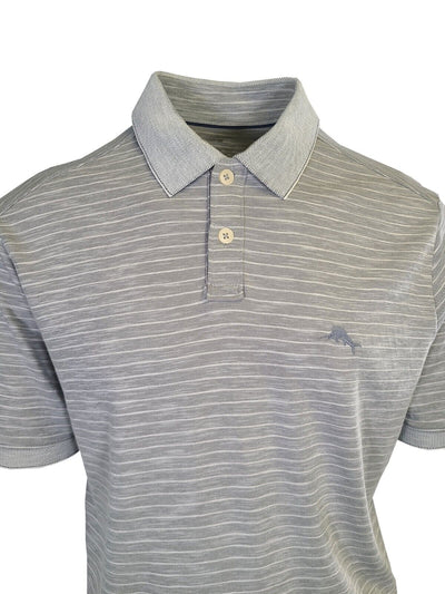 Tommy Bahama Men's Harbor Mist Grey Striped Performance Polo T-Shirt S/S (S06)