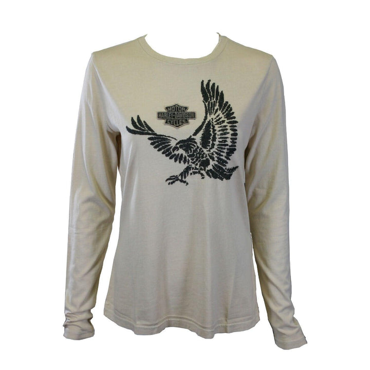 HD Branded Women's T-Shirt Cream Cross-Stitch Flying Eagle L/S Tee (S45)