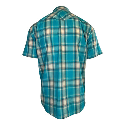 Ariat Men's Shirt Peacock Blue Howard Retro Fit Snap Short Sleeve (S42)