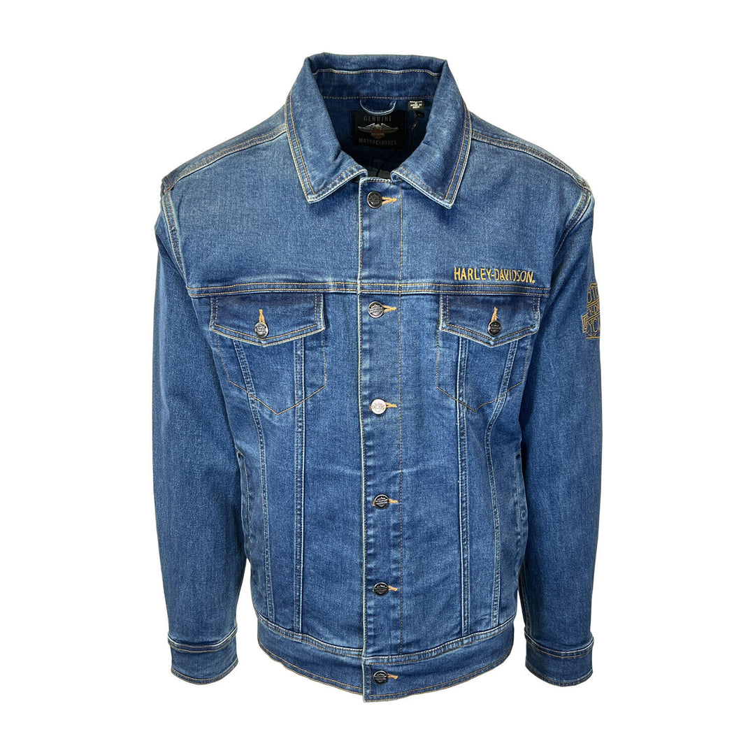 HD Branded Men's Dark Indigo Jacket Denim Chainstitch Embroidery (S77)