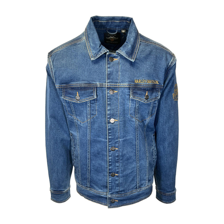 HD Branded Men's Dark Indigo Jacket Denim Chainstitch Embroidery (S77)