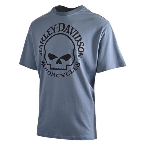 Harley-Davidson Men's T-Shirt Heather Federal Blue Skull Short Sleeve (S57)