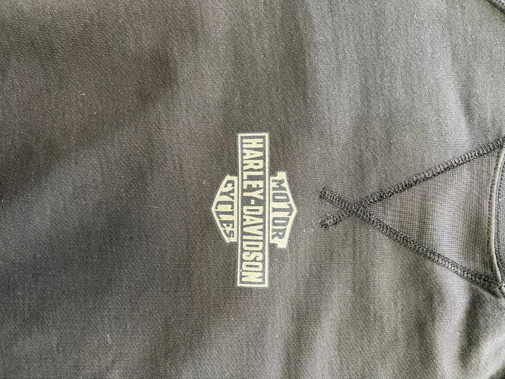 HD Branded Women's Black Sweatshirt Distressed Crewneck Logo Pullover (S02)