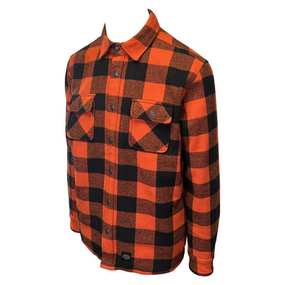 Branded Men's Orange & Black Plaid Shirt Jacket Vintage L/S (S74)