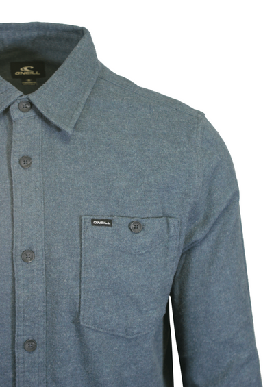 O'Neill Men's Cadet Blue Shirt Redmond Solid Stretch Flannel Long Sleeve (S21)