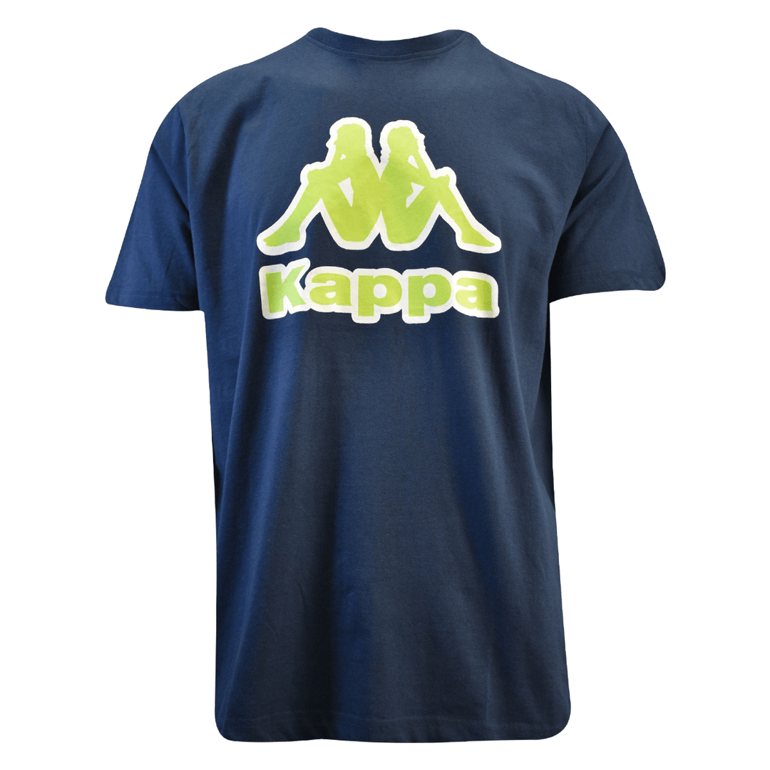 Kappa Men's T-Shirt Navy Blue Abelo Green Chest Logo S/S Tee (S03)