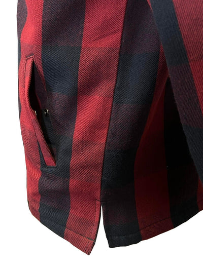 Branded Men's Red Plaid Hoodie Skull Buffalo Check Shirt Jacket (S78)