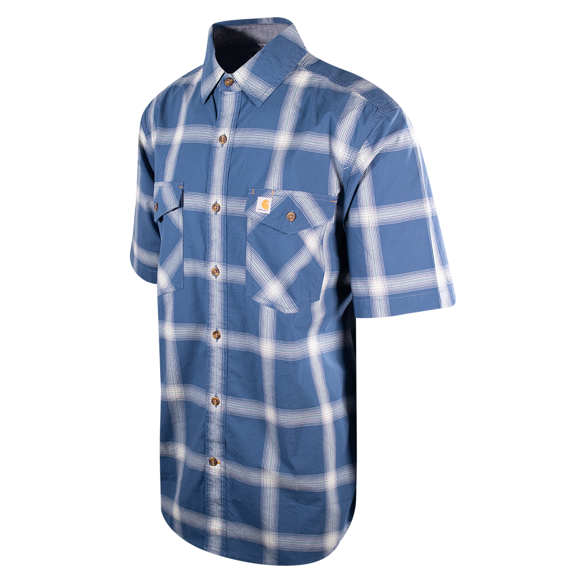 Carhartt Men's Blue Grey Plaid Lightweight S/S Woven Shirt (S10)