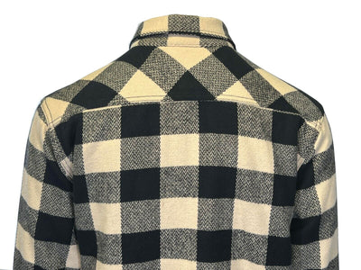 Branded Men's Cream & Black Plaid Shirt Jacket Vintage L/S (S75)