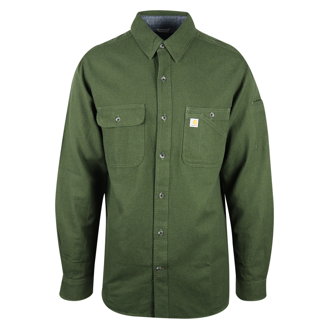 Carhartt Men's Olive Green Relaxed Fit L/S Flannel Shirt (S17)
