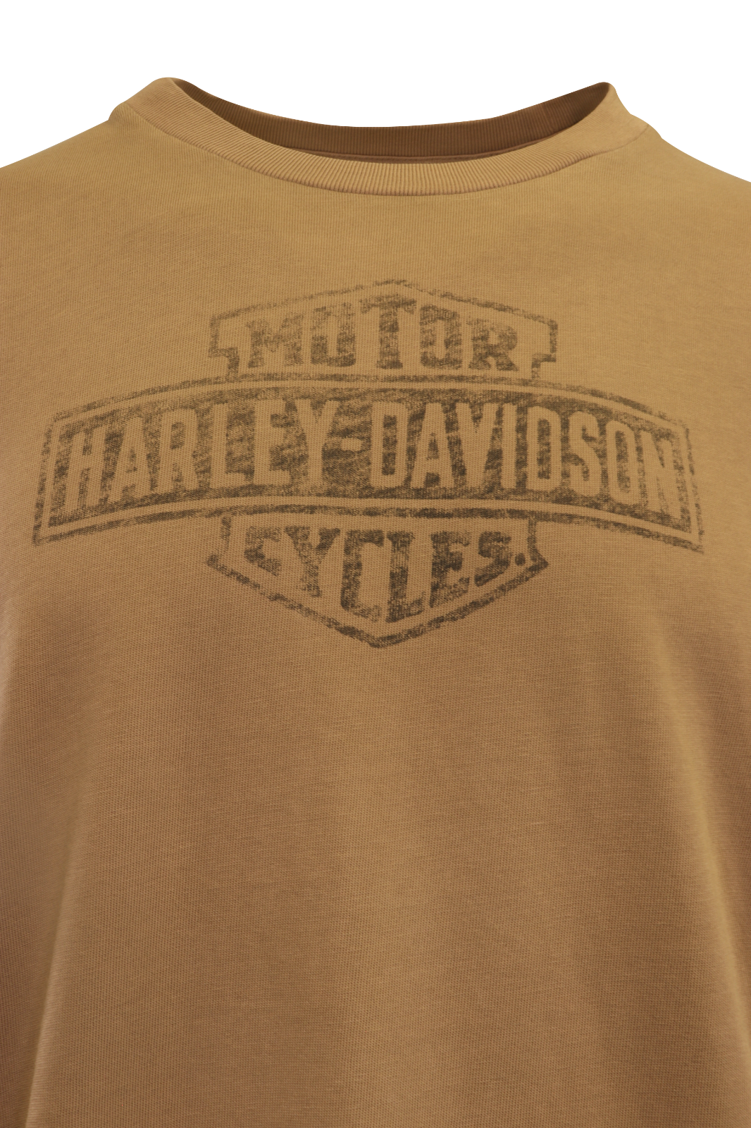 Harley-Davidson Men's T-Shirt Tan Distressed Logo Shoulder Stitch S/S (S96)
