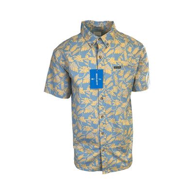 Columbia Men's Ripple Blue Shirt Vined Rapid Rivers Printed Short Sleeve (431)