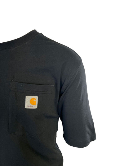 Carhartt Men's Black T-Shirt Crew Neck S/S Pocket Patch Logo (S05)