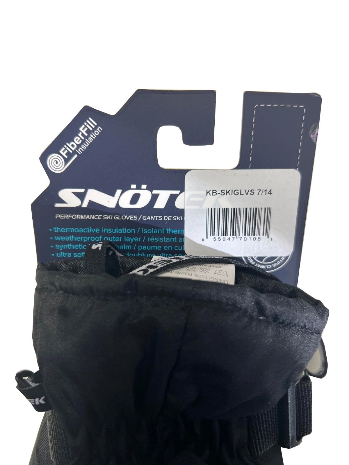 Snotek Junior's Black Stitched Performance Winter Ski Gloves ST318 (S03)