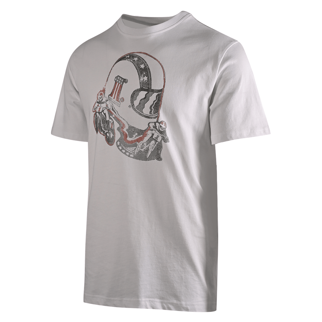 HD Branded Men's T-Shirt White Motorcycle Helmet Short Sleeve (S50)