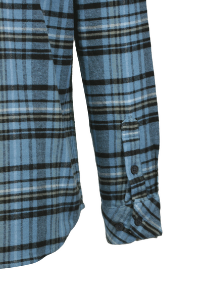 O'Neill Men's Blue Shadow Shirt Redmond Plaid Stretch Flannel Long Sleeve (S28)