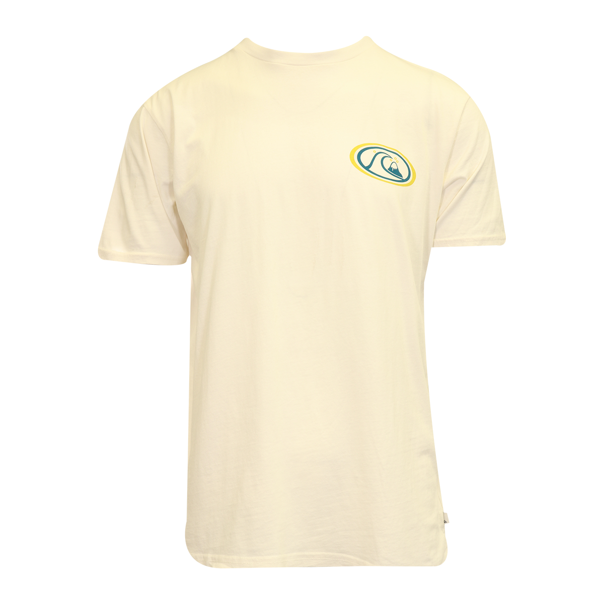 Quiksilver Men's T-Shirt Cream Citrine Blue Wave & Mountain Graphic S/S (S13)