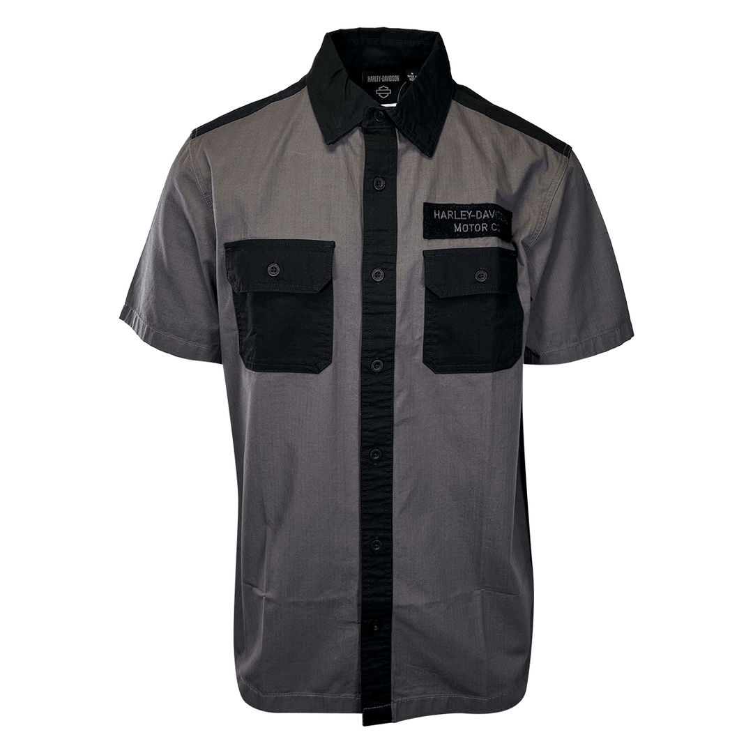 HD Branded Men's Shirt Blackened Pearl Colorblocked Bar & Shield S/S (S56)