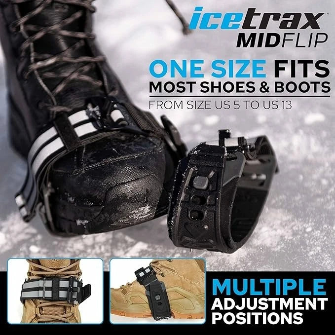 Icetrax Midflip Traction Aids Mid-Sole Ice Cleats Flip Strap - 2 Pack