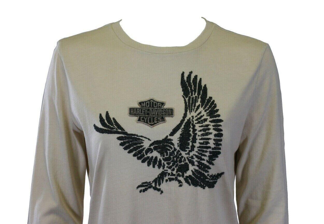 HD Branded Women's T-Shirt Cream Cross-Stitch Flying Eagle L/S Tee (S45)