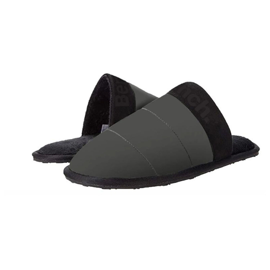 Bench Juniors Kid's Grey Puffer Slippers Sherpa Quilted Slide On FiberFill (S04)