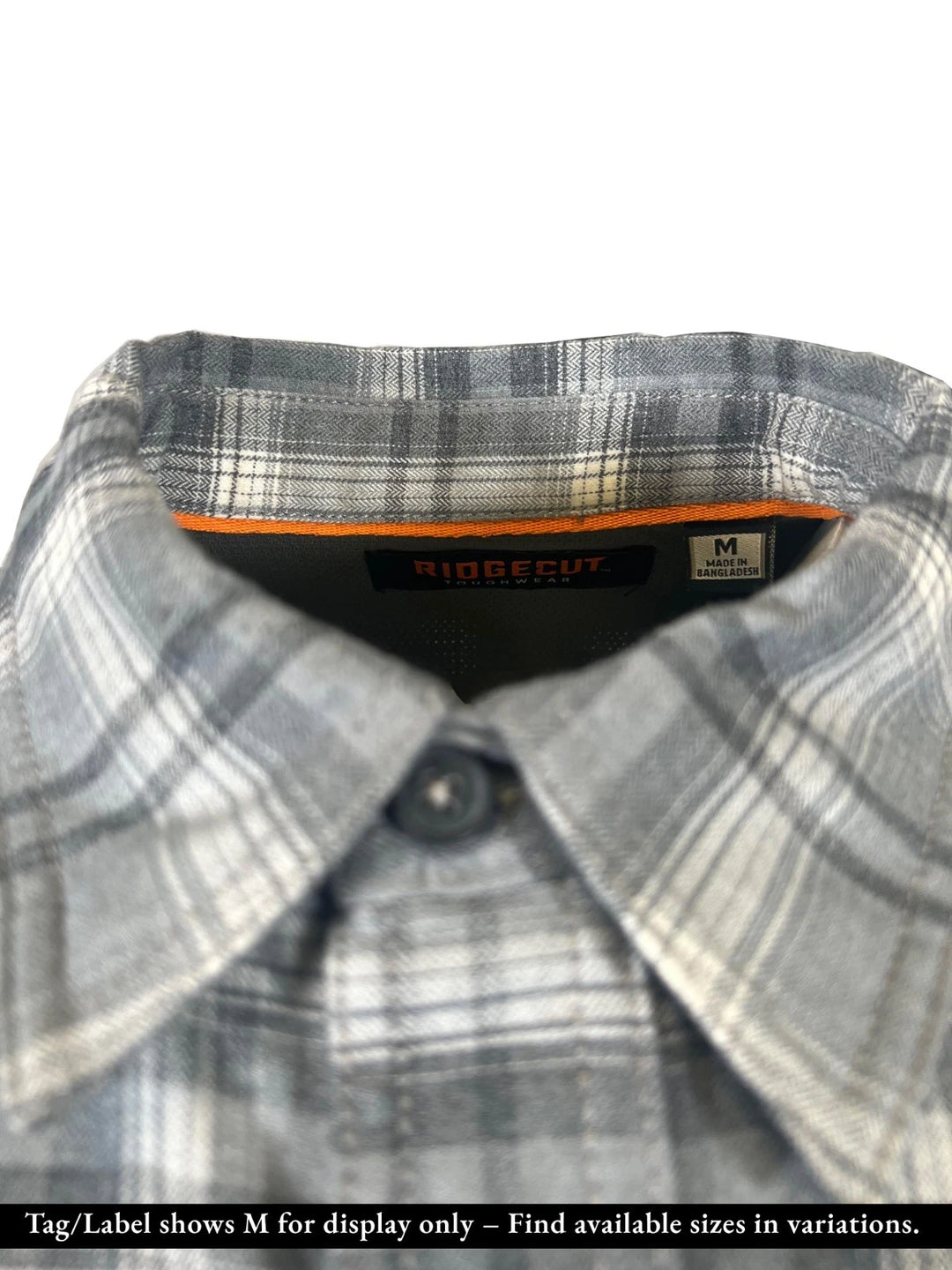 Ridgecut Men's Grey Plaid Shirt Flannel Chest Zip Pocket Long