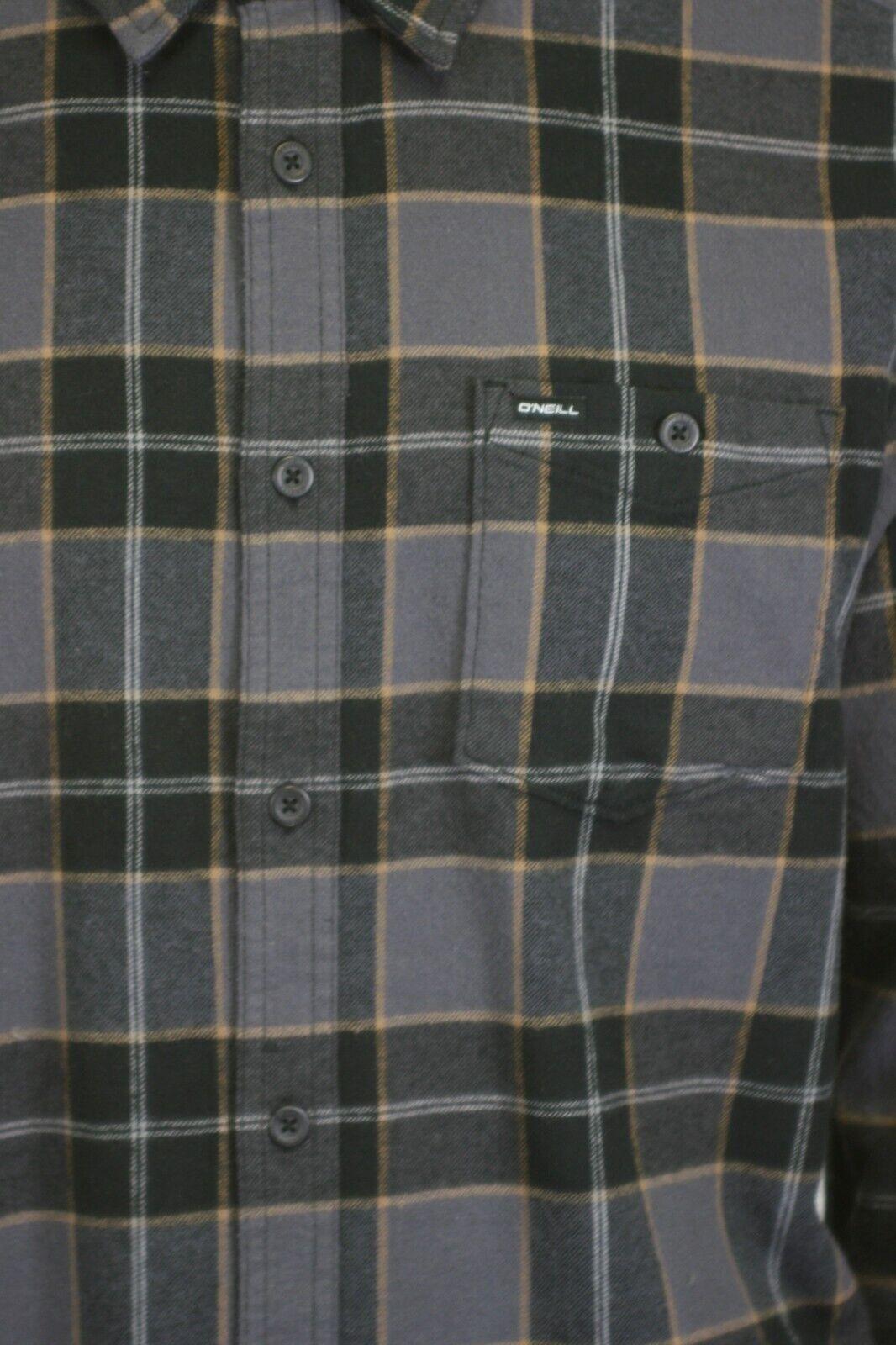 O'Neill Men's Black Shirt Redmond Plaid Stretch Flannel Long Sleeve (S26)