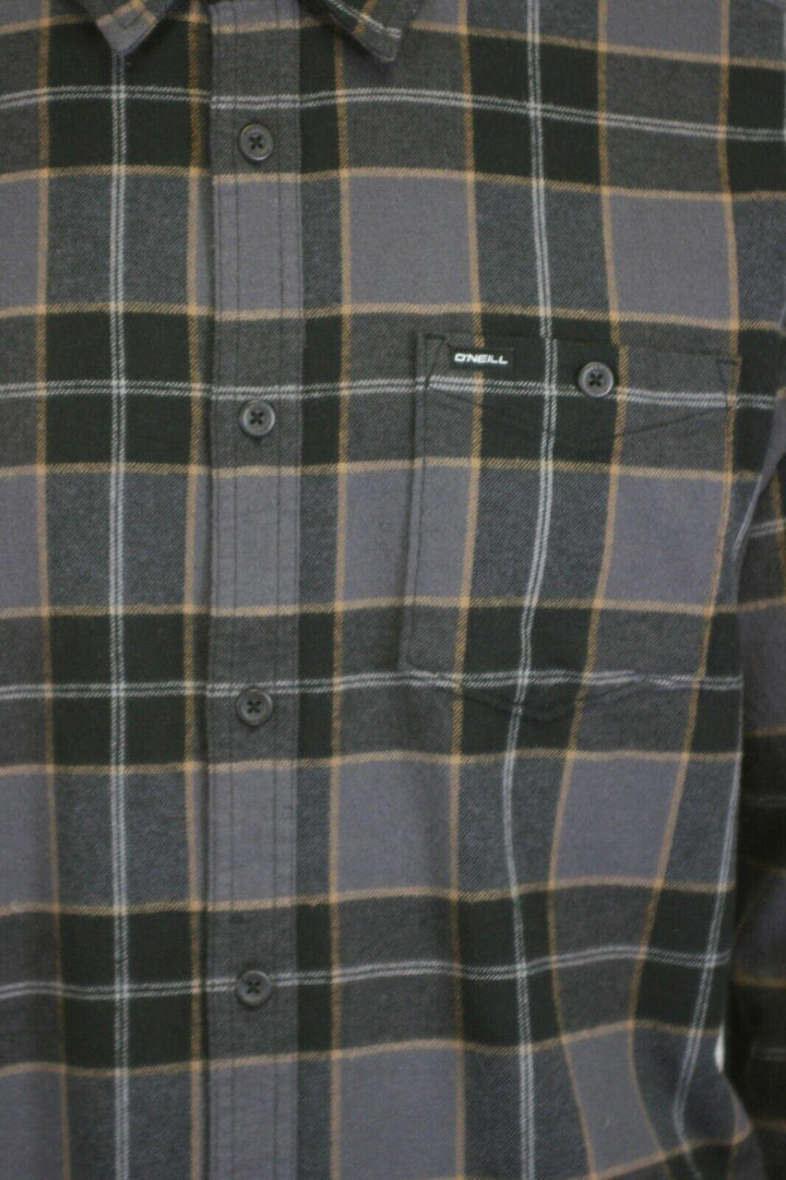 O'Neill Men's Black Shirt Redmond Plaid Stretch Flannel Long Sleeve (S26)