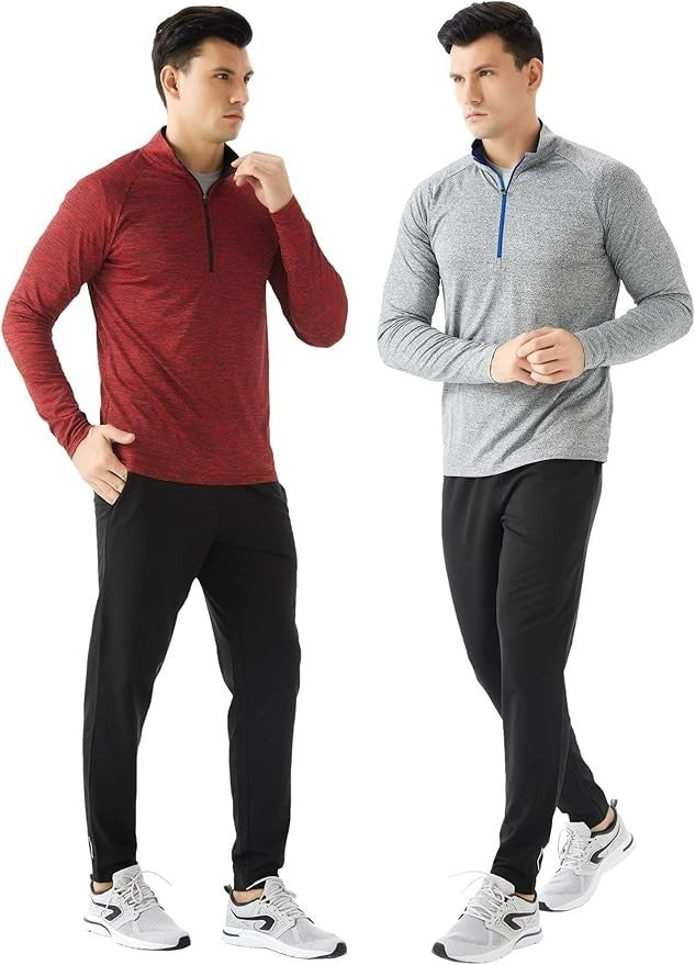 Tex2Fit Men's Sweater Quarter Zip Lightweight Premium - 1 Pack & 2 Pack