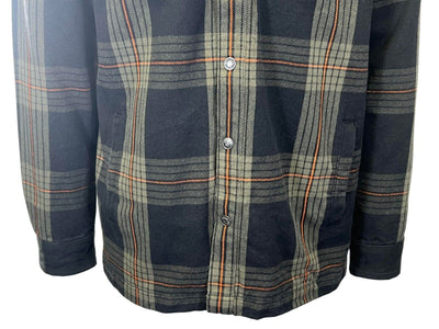 Branded Men's Green Plaid Shirt Jacket Arched Logo Long Sleeve (S71)