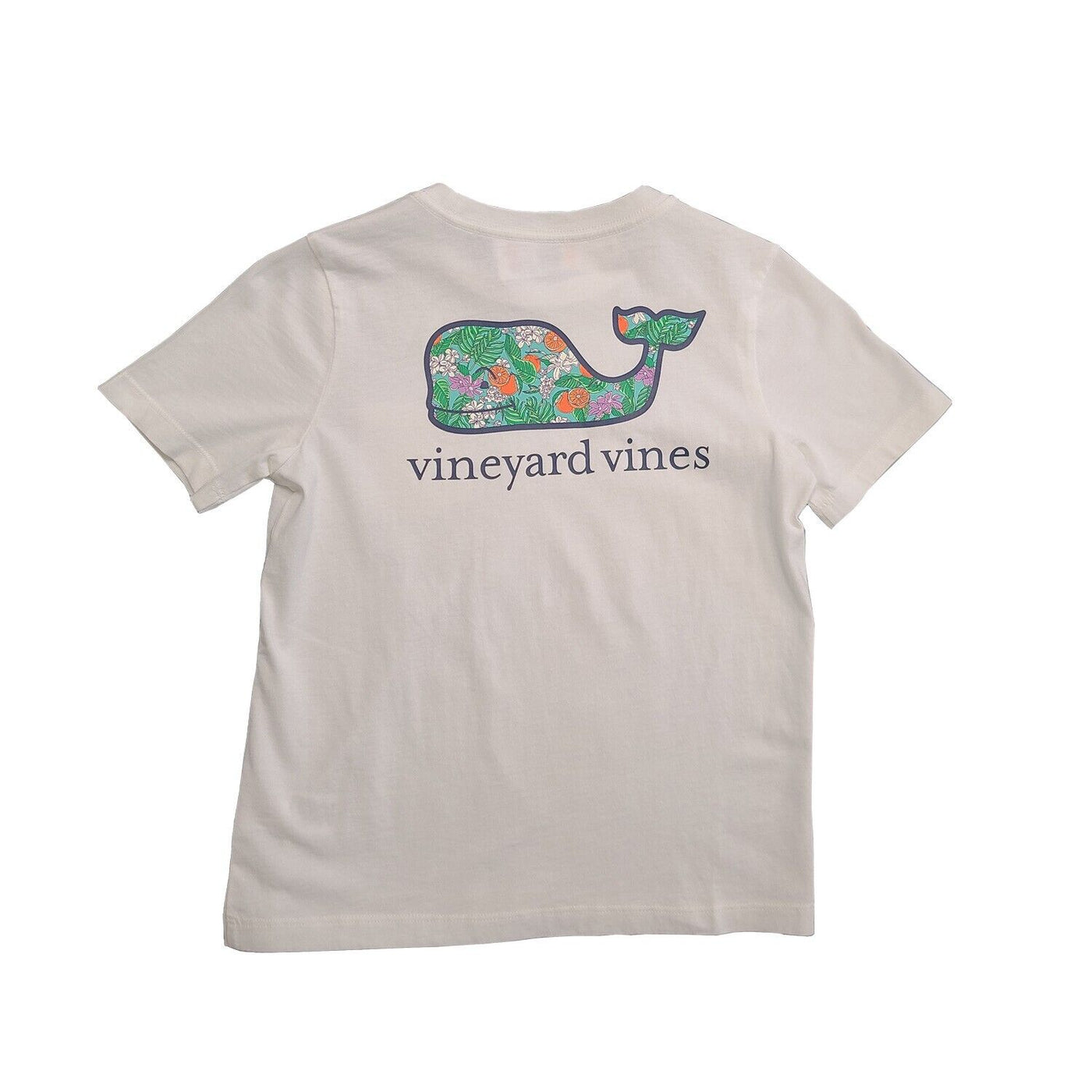 Vineyard Vines Boy’s White Cap T-Shirt Palm Beach Whale Fill Pocket Tee (S01)