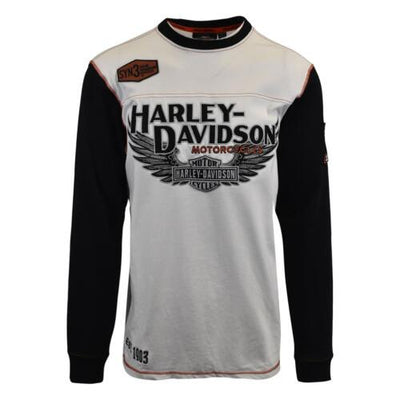 Harley-Davidson Men's T-Shirt White Wing Long Sleeve Raglan (S42)