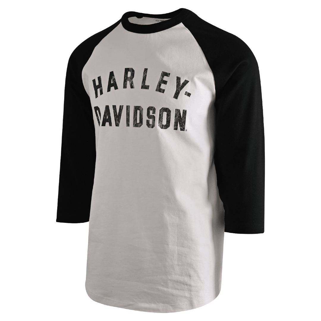 HD Branded Men's T-Shirt Bright White Colorblocked Staple 3/4 Raglan (S29)