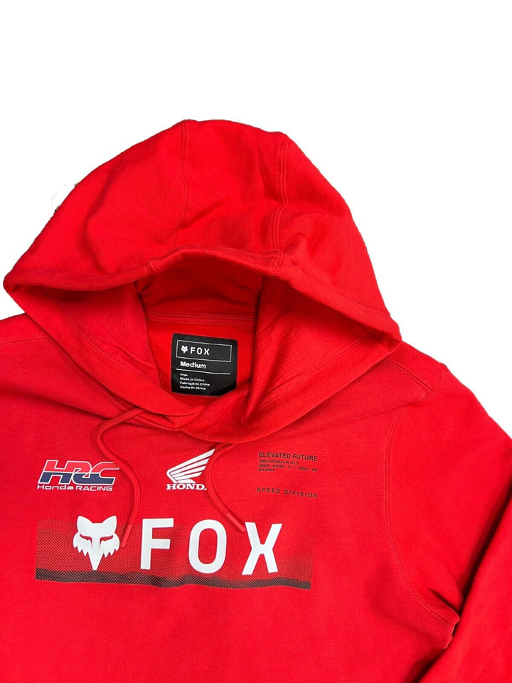 Fox Racing x Honda Men's Red Hoodie Fleece Lined Pullover (S01)